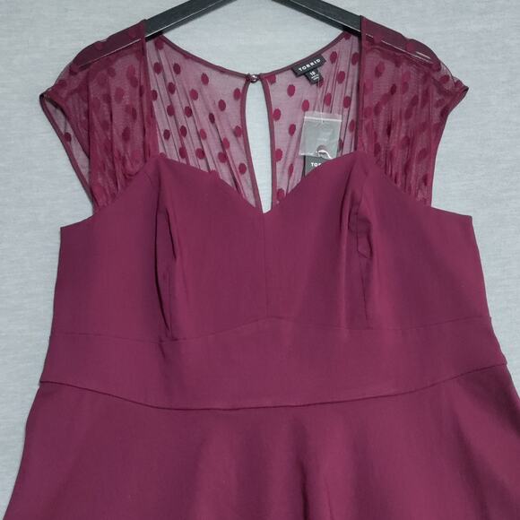 Torrid Plus Size 18 (2x) Burgundy Mesh Dot Pinup Swing Dress NWT - Picture 5 of 14